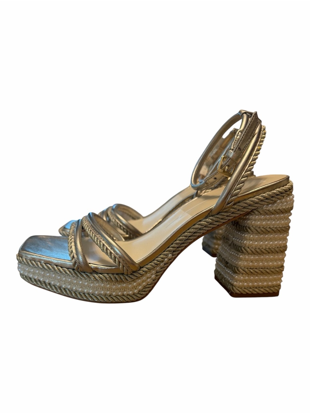 Dolce Vita NWOB Metallic Silver Pearl Platform Block Heel Sandals Women’s 9.5